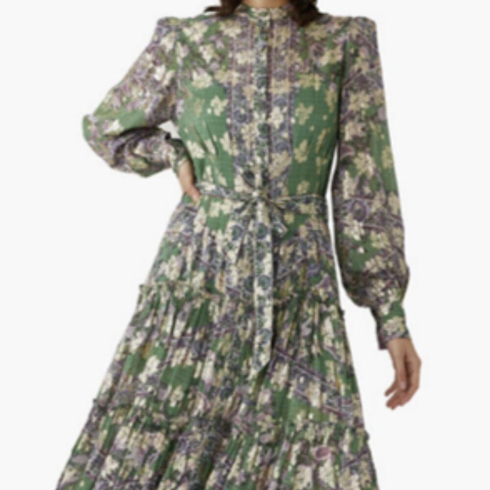 HEMANT & NANDITA Printed Belted Shirt Dress - Picture 3 of 6